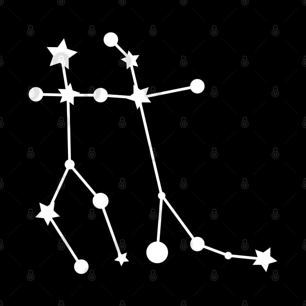 Gemini Zodiac Constellation in White by Kelly Gigi