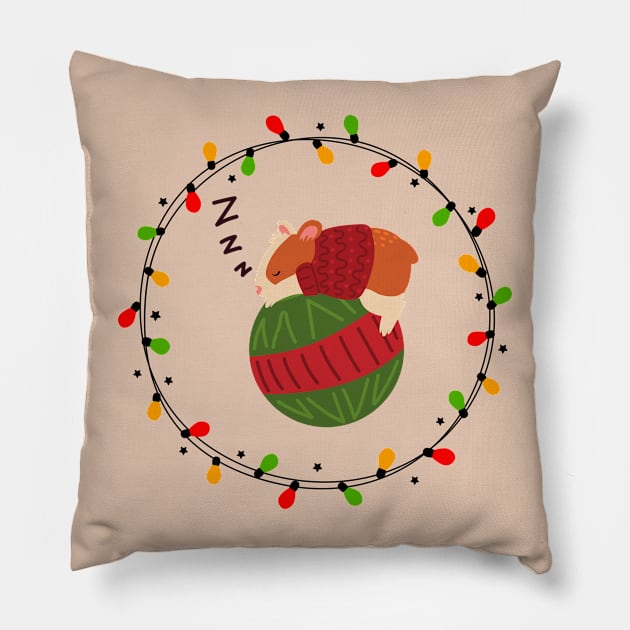 Christmas hamster Pillow by designswithalex