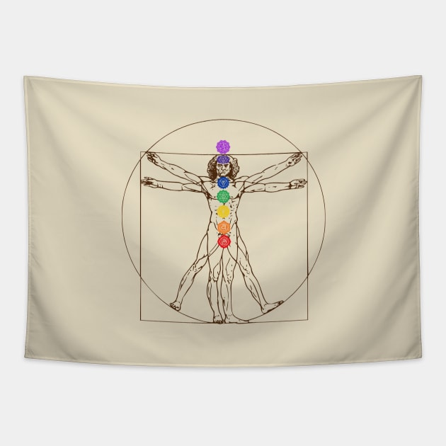 Vitruvian Man Chakras - Modern Art Tapestry by Nirvanax Studio