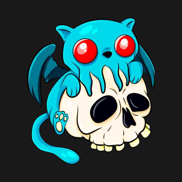 Cthulhu Cat Cute Kawaii Cathulhu Kitten Fun Skull by Foxxy Merch