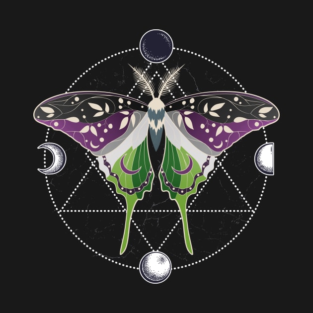 Aroace Luna Moth LGBT Asexual Aromantic Pride Flag by Psitta