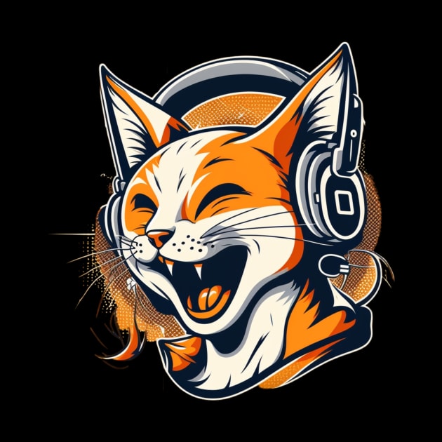 Laughing Cat - A Headset Wearing Feline by gibah