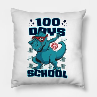 100 Days of school featuring a T-rex dino Dabbing #3 Pillow