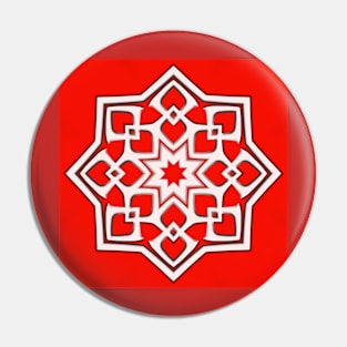 Bright Red Kaleidoscope Pattern (Seamless) 13 Pin