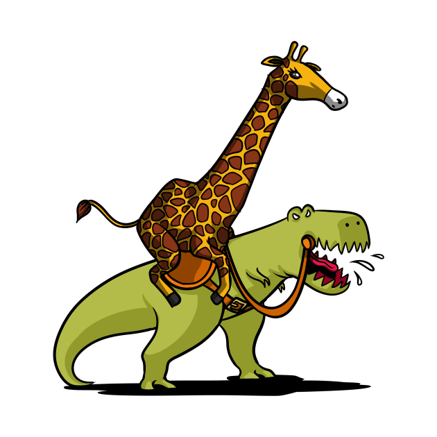 Giraffe Riding T-Rex Dinosaur by underheaven