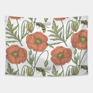 Floral pattern and bee fresh summer colorful Tapestry