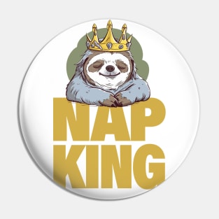a very sleepy sloth with a king crown Pin