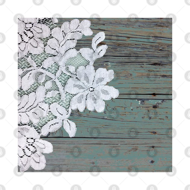 Parisian white lace Bohemian western country blue barn wood by Tina