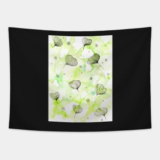 Tropical Indigo Leave Watercolor Pattern Tapestry