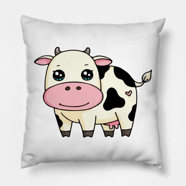 dairy cows chibi cute Pillow by ngoclucbkhn