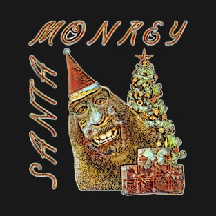 Santa Monky Christmas tree gift T-Shirt