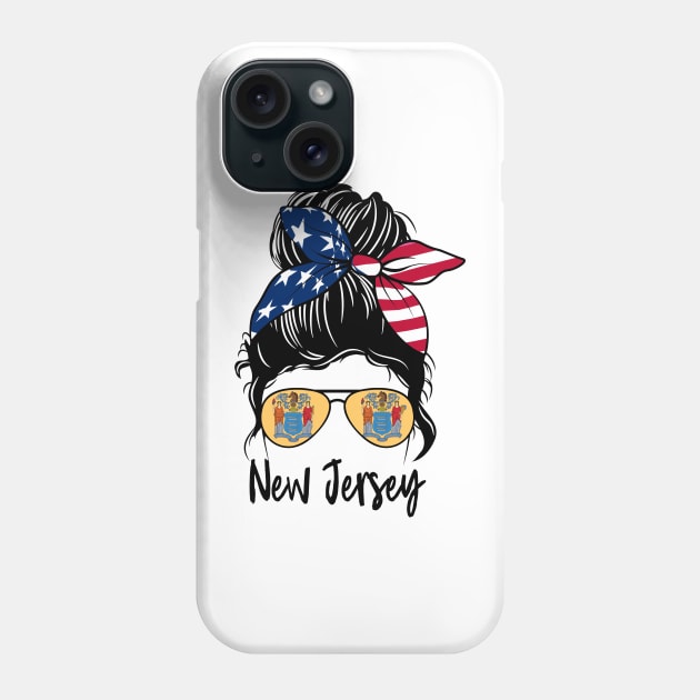 New Jersey girl Messy bun , American Girl , New Jersey Flag Phone Case by JayD World