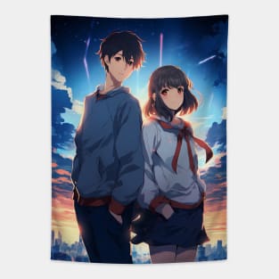 your name fanart anime graphic tee Tapestry