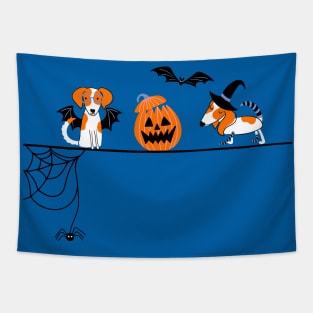 Happy Halloween print with dogs and pumpkin Tapestry