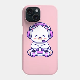 Cute Baby Polar Bear Gaming Cartoon Phone Case