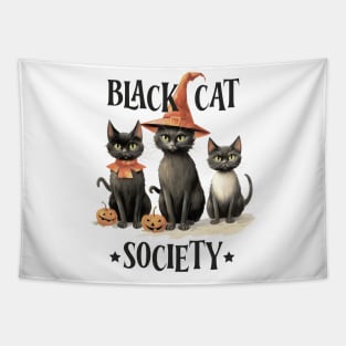 Black cat Society halloween Vintage Tapestry