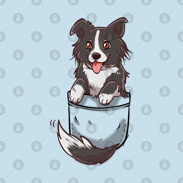 Pocket Cute Border Collie Dog T-Shirt by TechraPockets