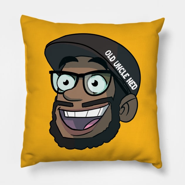 Happy Uncle Ned w/ text Pillow by OldUncleNed