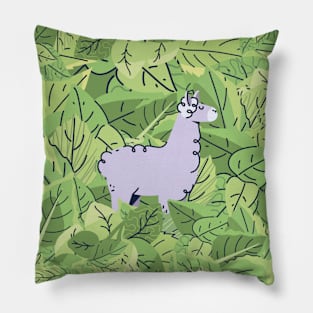 llama in Leaves Pillow