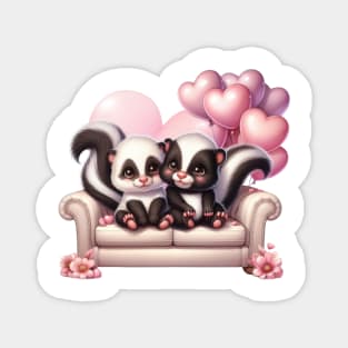 Valentine Raccoon Couple Sitting Sofa Magnet
