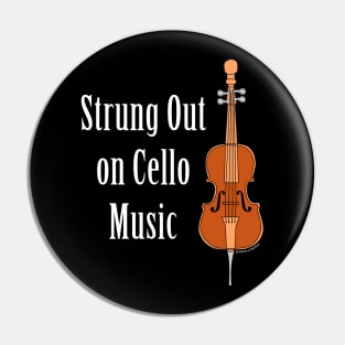 Strung Out Cello White Text Pin