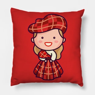 Cute Scottish Tartan Girl Pillow