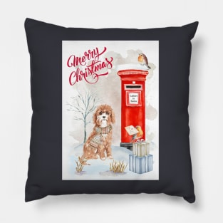 Cavapoo Merry Christmas Santa Dog Pillow