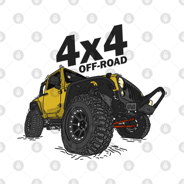 4x4 Off Road Jeep Yellow by 4x4 Sketch