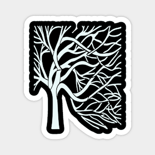 A Bare Tree Cut Out In White Magnet