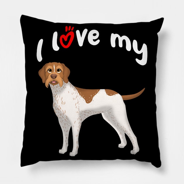 I Love My German Wirehaired Pointer Dog Pillow by millersye
