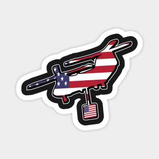 Lifting CH-47 Chinook Helicopter US American Flag Magnet