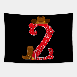 Kids 2nd Birthday Two Year Old Baby Cowboy Western Rodeo Party Tapestry