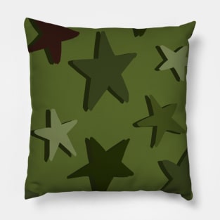 Green Camo Stars Pillow