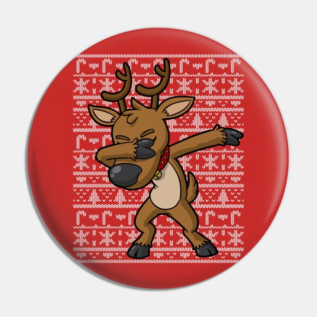 Dabbing Reindeer Ugly Christmas Sweater Pin by E