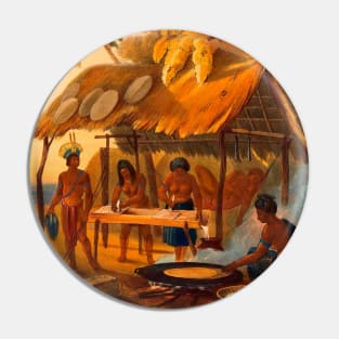 Indigenous people preparing food Pin