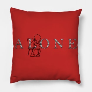 alone word -boy sitting sad Pillow