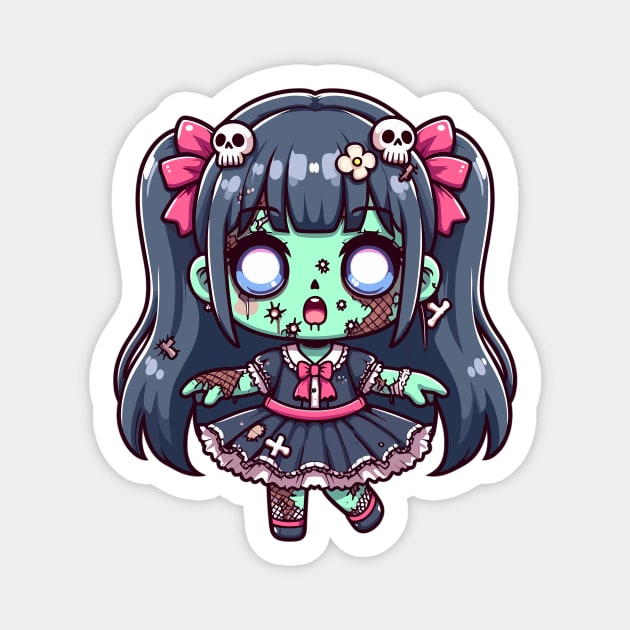 Zombie Kawaii Fashion Girl Magnet by DesignDinamique