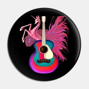 Pink Unicorn and Guitar Pin