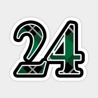 24 Sports Jersey Number Green Black Flannel Magnet