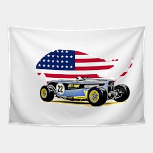 Vintage Hotrod USA Print Tapestry