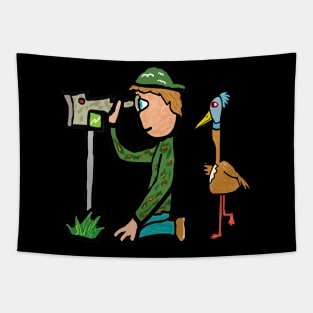 Funny Birdwatching Tapestry