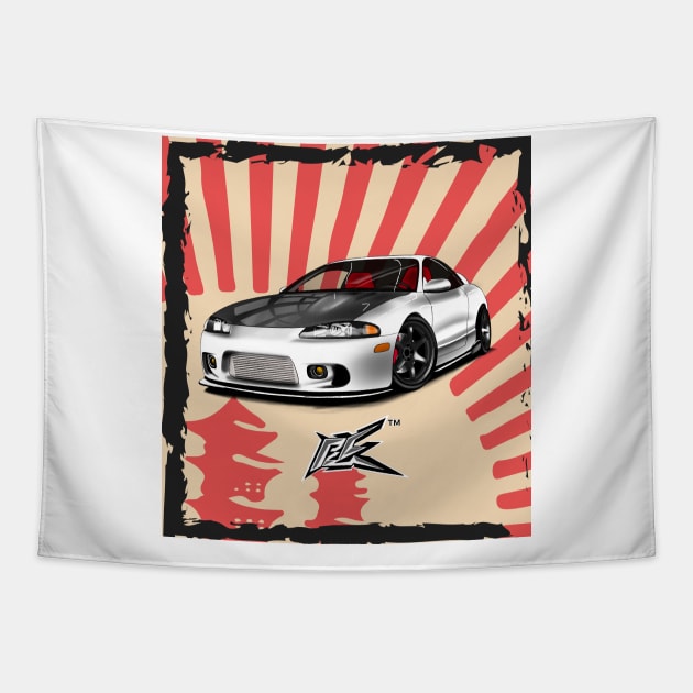 mitsubishi eclipse white Tapestry by naquash