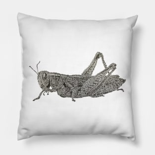 Dotwork Grasshopper Art Print Pillow