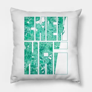 Chennai, India City Map Typography - Watercolor Pillow