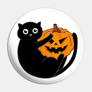 Black cat and pumpkin Pin