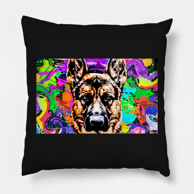 German shepherd illustration Pillow by Dodgefashion