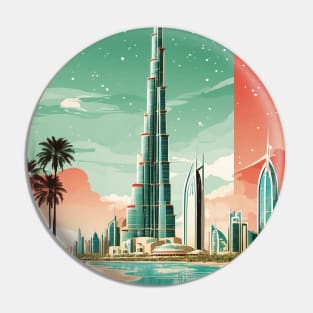 Dubai United Arab Emirates Starry Night Vintage Travel Tourism Pin