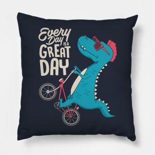 Dinosaur on Bicycle! Pillow