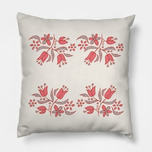 red flower holiday pattern Pillow