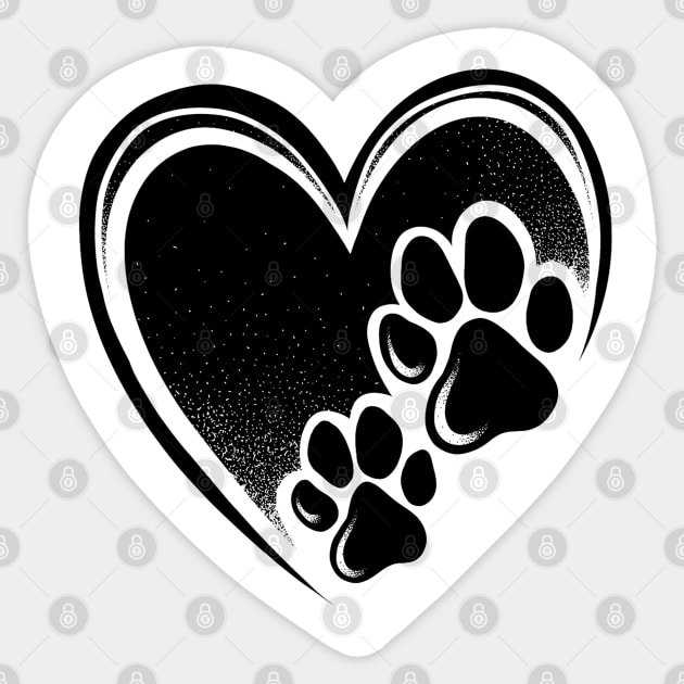 Paw Prints on Heart Sticker